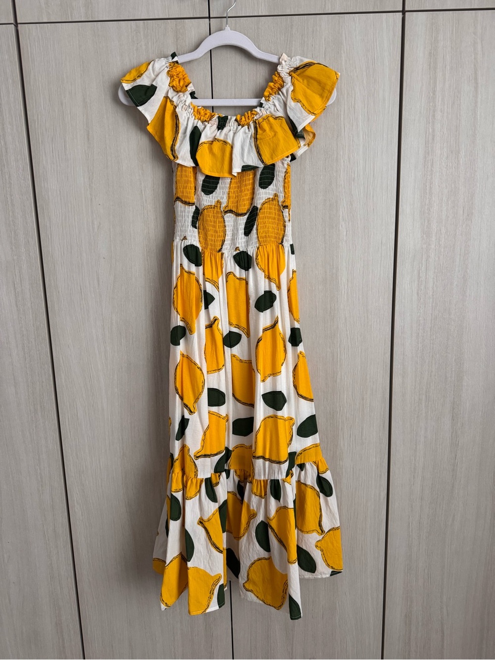 Sugarlips Yellow Lemon-Print Midi Dress Sz m